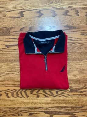 Nautica Red Half-Zip with Navy Trim